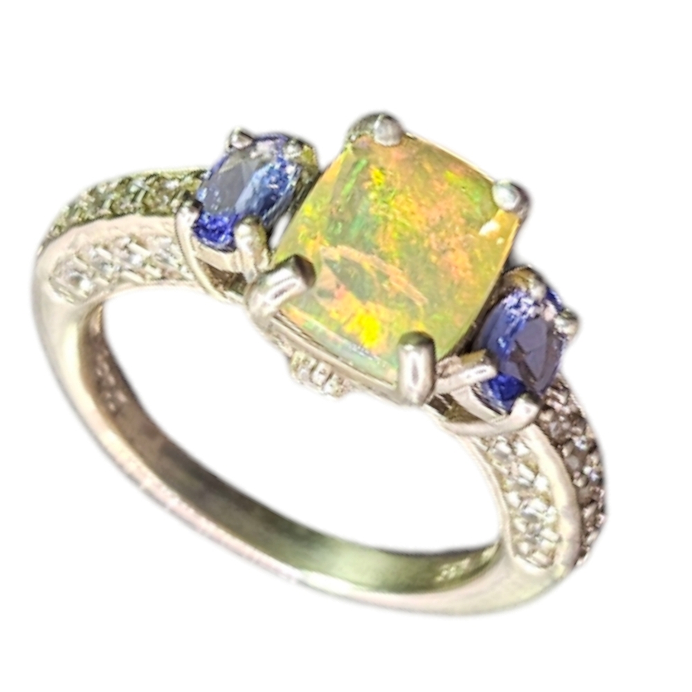 Opal, Tanzanite, and Zircon Ring